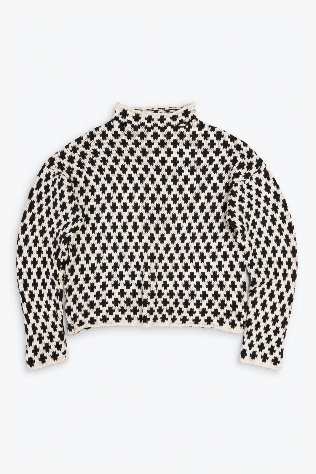 Nordic Tile Mock Neck Sweater - Black & Cream