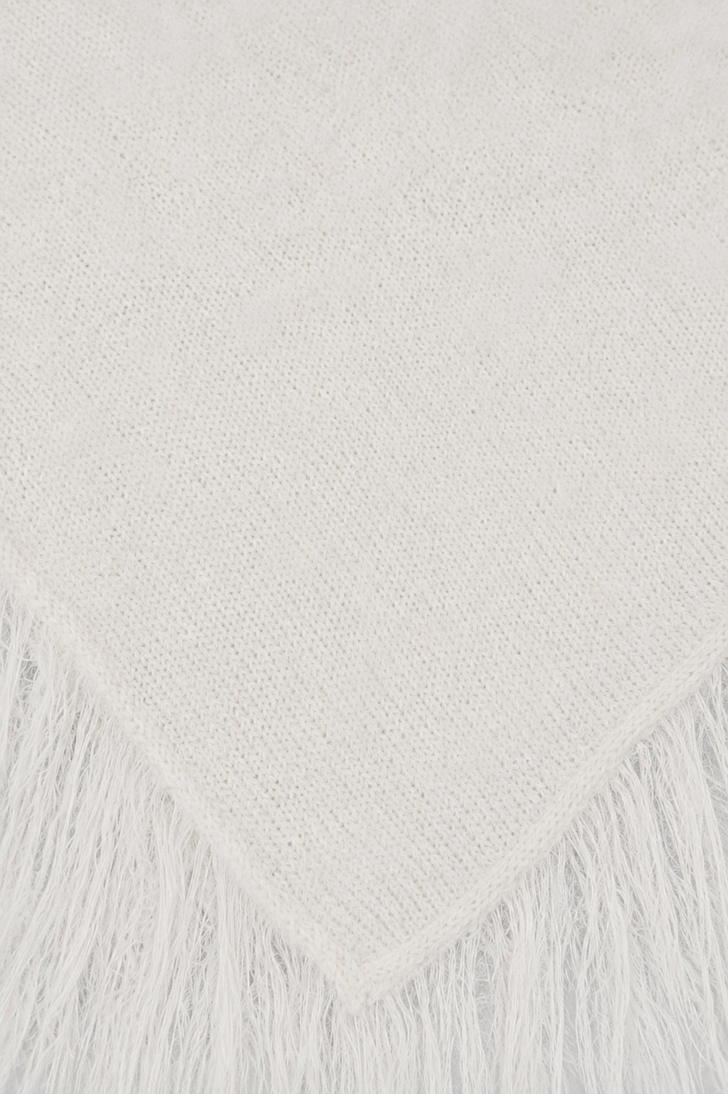 Fuzzy Fringe Knit Poncho - Cream