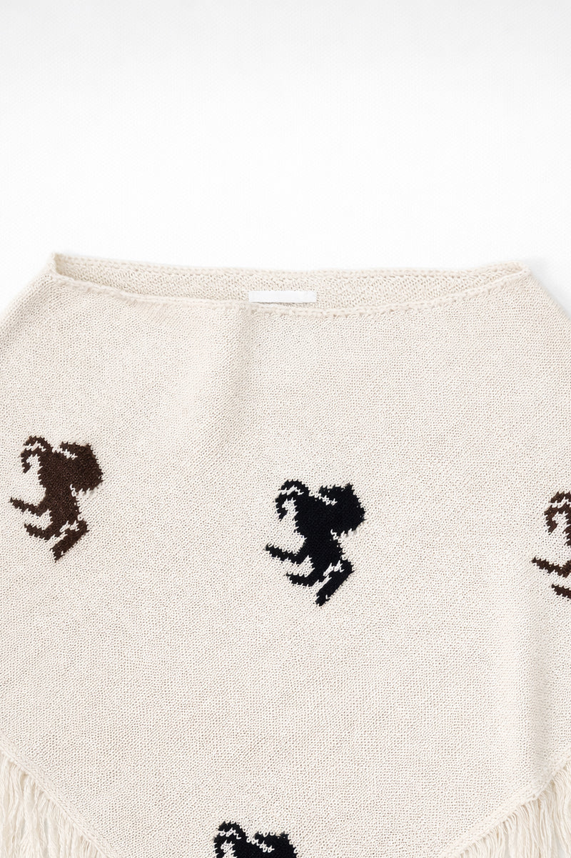 cream knit poncho neckline detail soft cotton knit