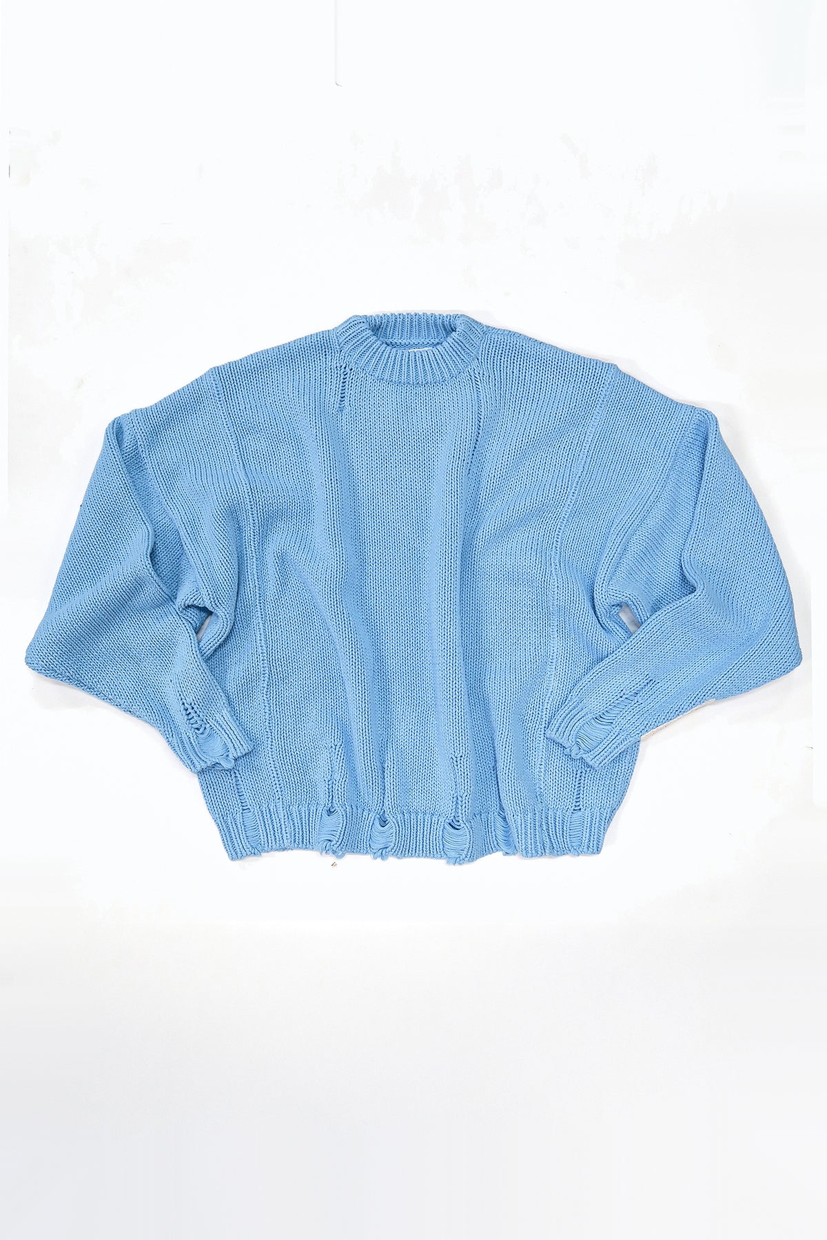 Oversized Knit Sweater in Cotton – Baby Blue