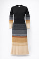 Suss variegated knit cotton dress in neutral tones shown with soft structure to highlight fit and silhouette