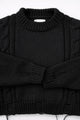 Ribbed crewneck and cuff detail on soft chunky black cotton wool blend sweater