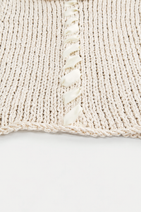 Ribbon Stitch Cropped Sweater - Cream