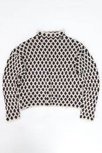 Nordic Tile Mock Neck Sweater - Black & Cream