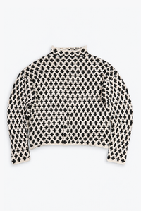 Nordic Tile Mock Neck Sweater - Black & Cream