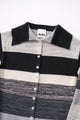 Close-up of hand-loomed collar knit directly from body on Suss Knits striped duster cardigan