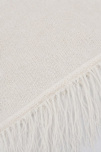 Fuzzy Fringe Knit Poncho - Cream