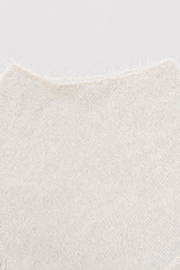 Fuzzy Fringe Knit Poncho - Cream
