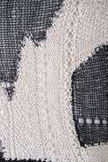 Macro detail of hand knit cotton yarn texture with open stitch pattern in modern abstract textile artwork
