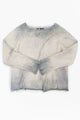 Suss Knits flatlay front photo of the distressed recreation of the Matrix sweater in 100% cotton with dye and tattering details, knit in los angeles.
