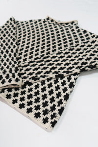 Nordic Tile Mock Neck Sweater - Black & Cream
