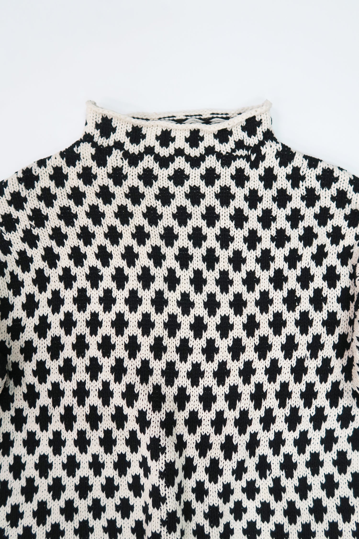 Nordic Tile Mock Neck Sweater - Black & Cream