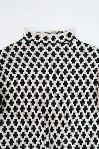 Nordic Tile Mock Neck Sweater - Black & Cream