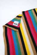 Close up of multistripe knit scarf texture in cotton wool blend by Suss Knits
