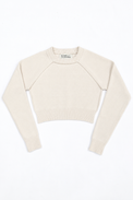 The Suss Knits Cream Open Raglan Knit Top in recycled cotton and lycra, front flat lay
