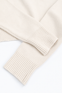 The Suss Knits Cream Open Raglan Knit Top ribbed cuff detail in cotton and lycra knit