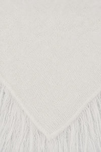 Fuzzy Fringe Knit Poncho - Cream