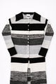 Detailed view of textured knit in recycled cotton showing variegated stripe pattern on Suss Knits duster