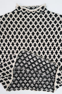 Nordic Tile Mock Neck Sweater - Black & Cream