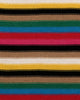 Macro close up of colorful striped knit texture in recycled cotton showing stitch detail