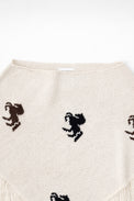 cream knit poncho neckline detail soft cotton knit