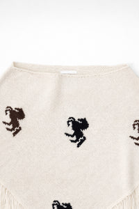 cream knit poncho neckline detail soft cotton knit