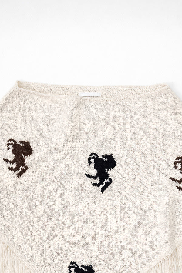 cream knit poncho neckline detail soft cotton knit